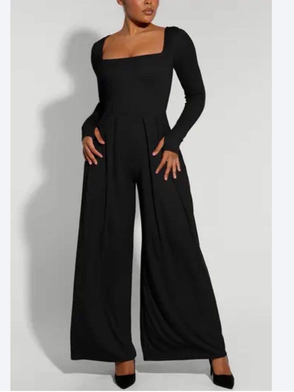 Shapellx AirSlim® black Square Neckline Built-In Shaping Jumpsuit NEW